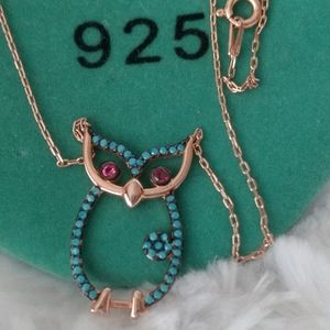 Owl Rose-gold plated .925 sterling silver necklace